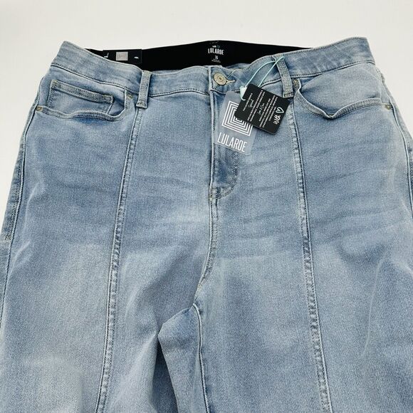 Lularoe Seamed Jeans High Rise Straight Leg Stretch Light Wash Womens Sz 36 NWT - Picture 4 of 10